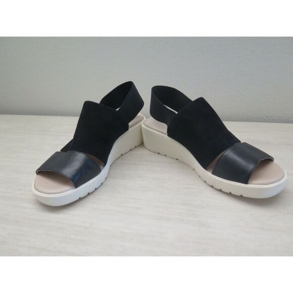 Johnston & Murphy Women's Sz 9M Black Suede Wedge Sandals - Picture 2 of 6